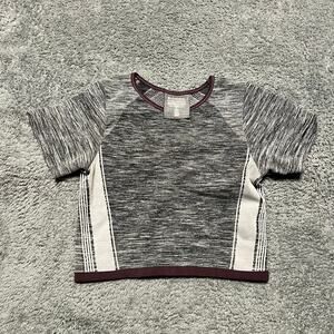 Athleta Impact Crop Tee Womens Small Short Sleeve Seamless Gray Purple